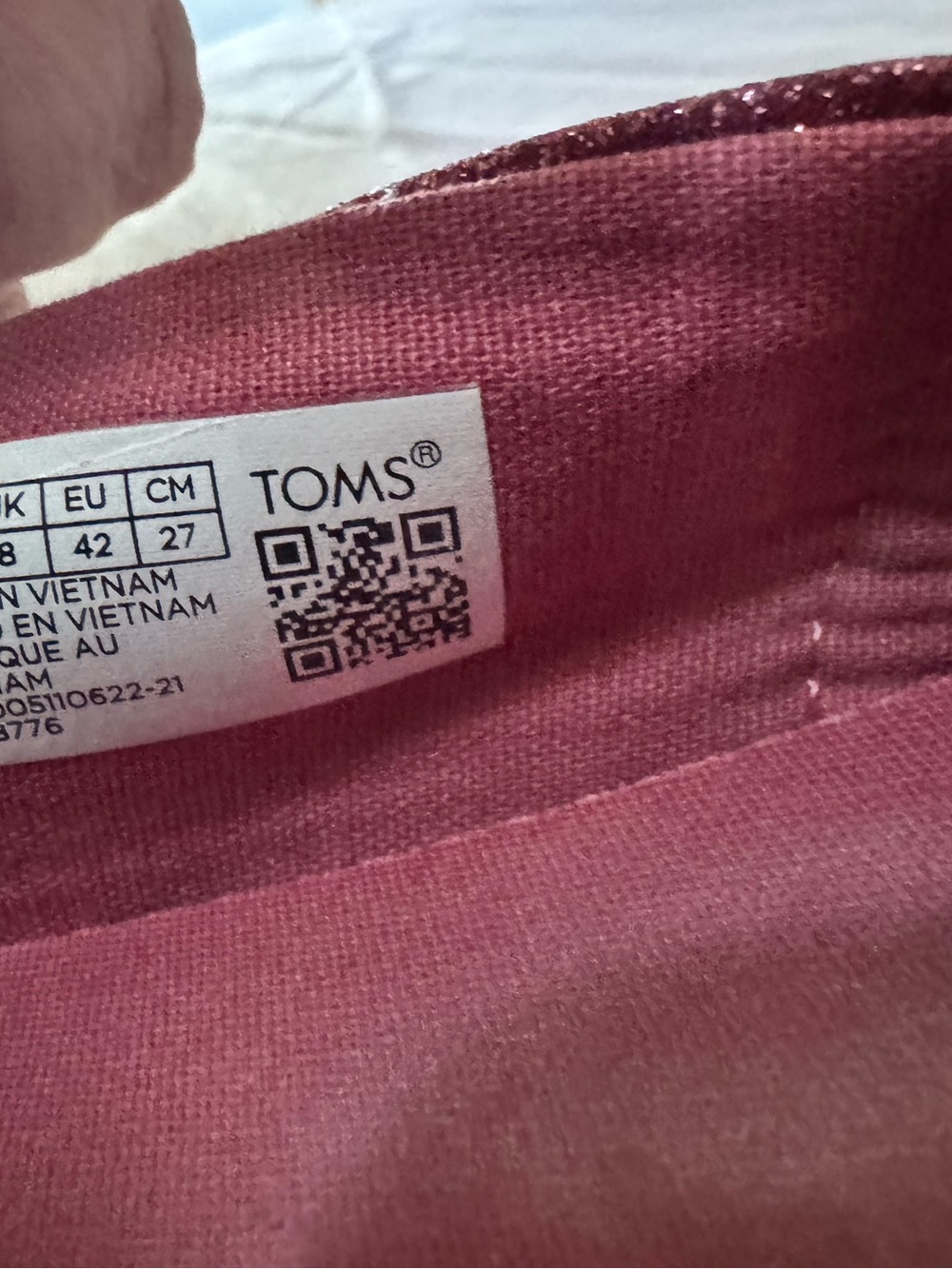 TOMS Glitter Ribbed Slip-Ons in Metallic Raspberry Pink - Picture 5 of 8